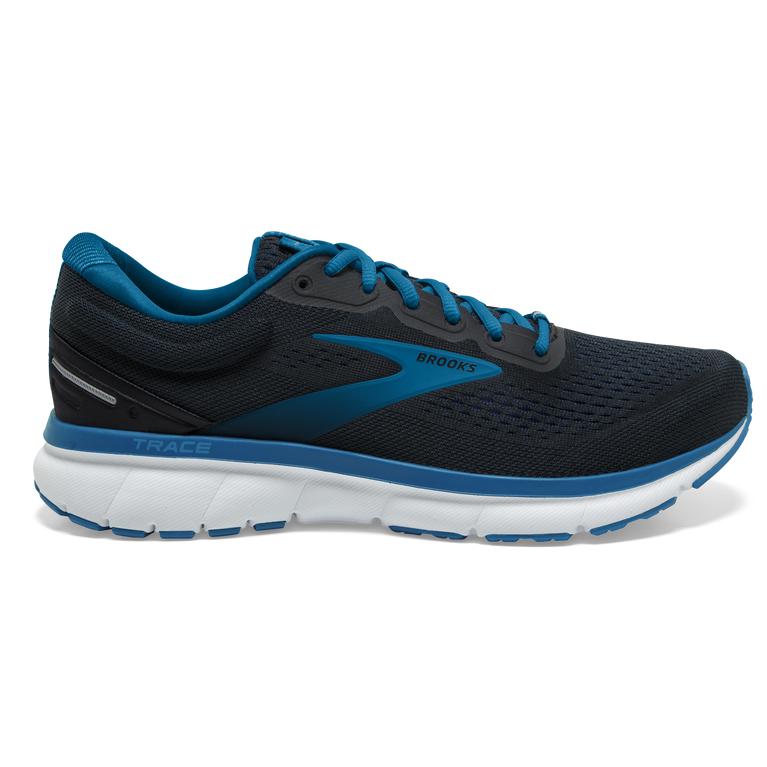 Brooks Trace Adaptive Road Running Shoes - Men's - Black/Vivid Blue/Persimmon Orange (46105-XRFT)